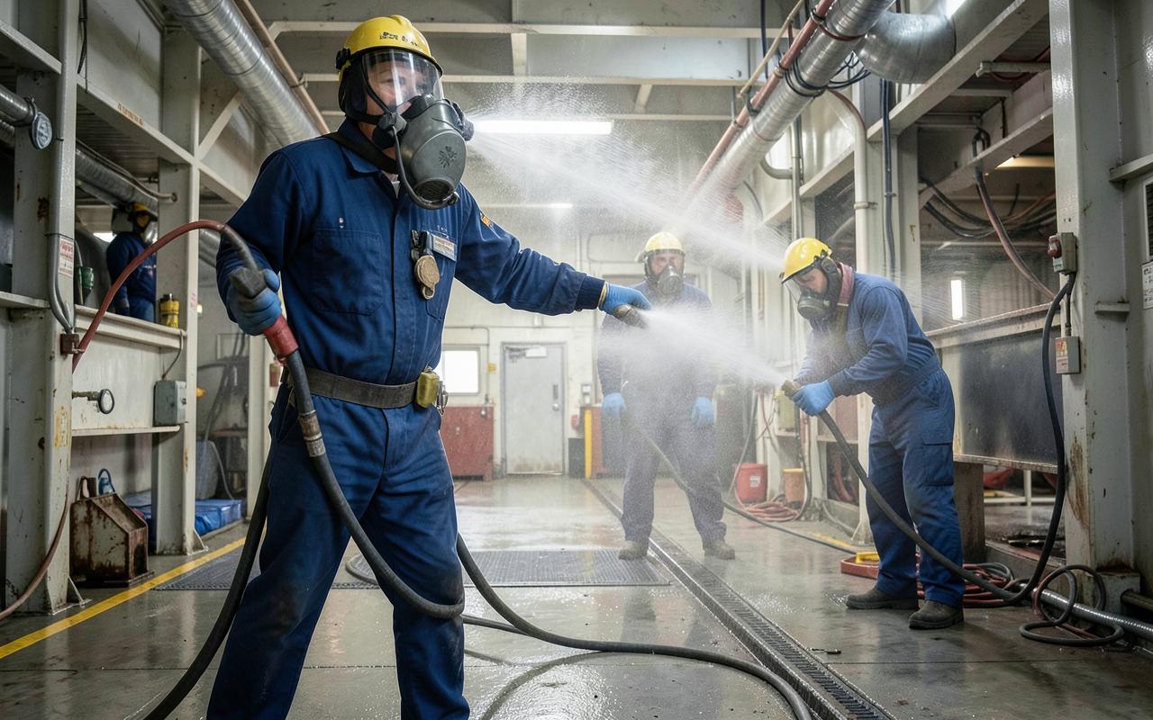Cargo hold and tank cleaning by our crew