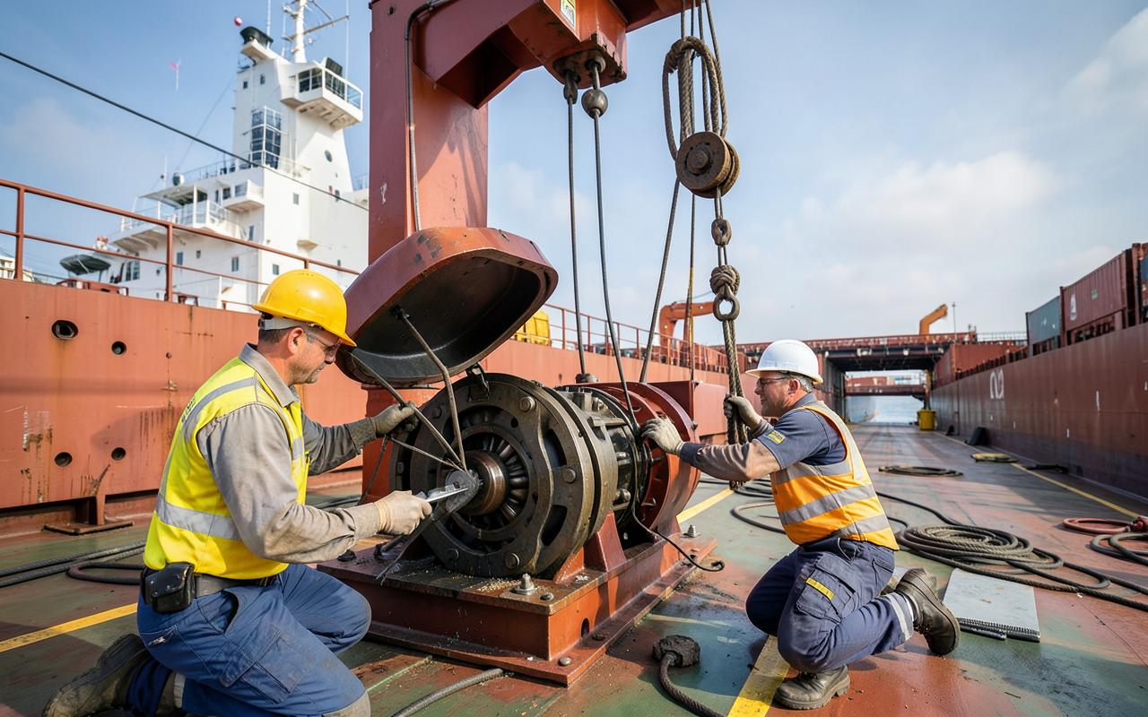 Deck machinery hydraulics repaired in port