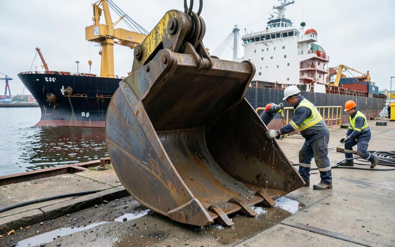 Clamshell grab repair on the quay