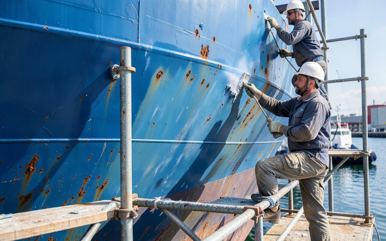 Hull and deck cleaning before coating