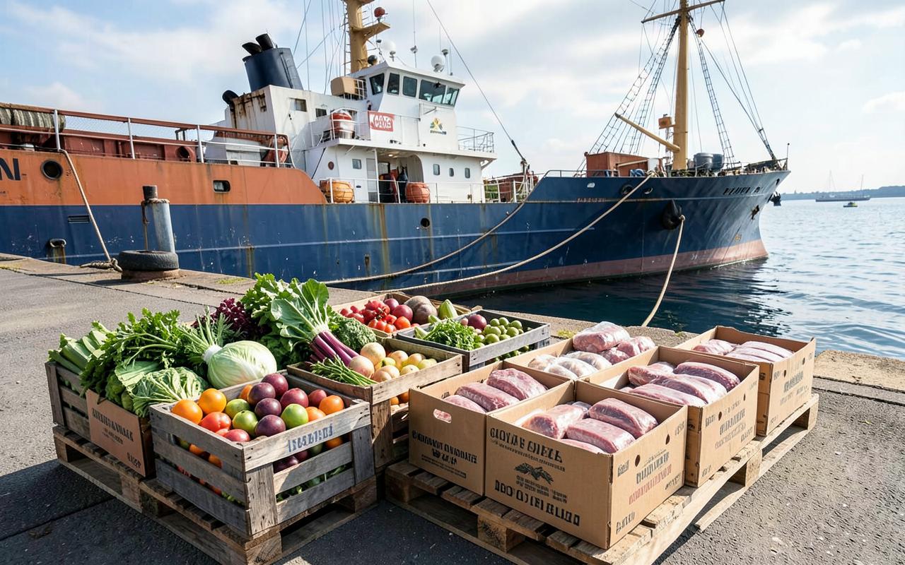 Fresh fruit, vegetables and meat for the crew