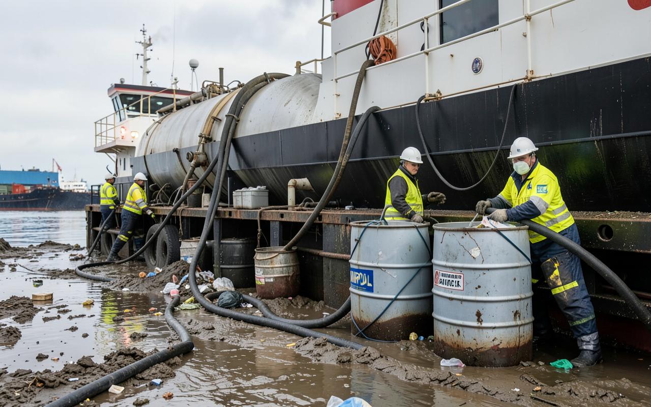 MARPOL-compliant sludge removal alongside